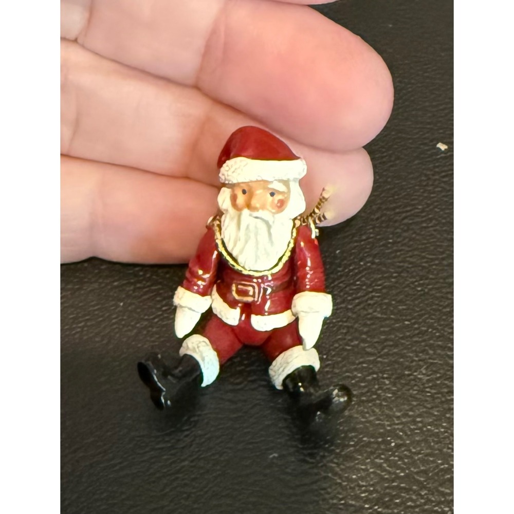 Hantel 1" Miniature Santa Claus Red Pewter Articulated Figurine Scotland